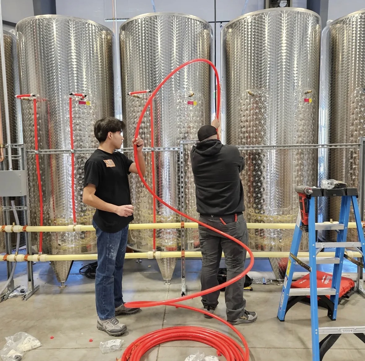 Running PEX lines for commercial tanks